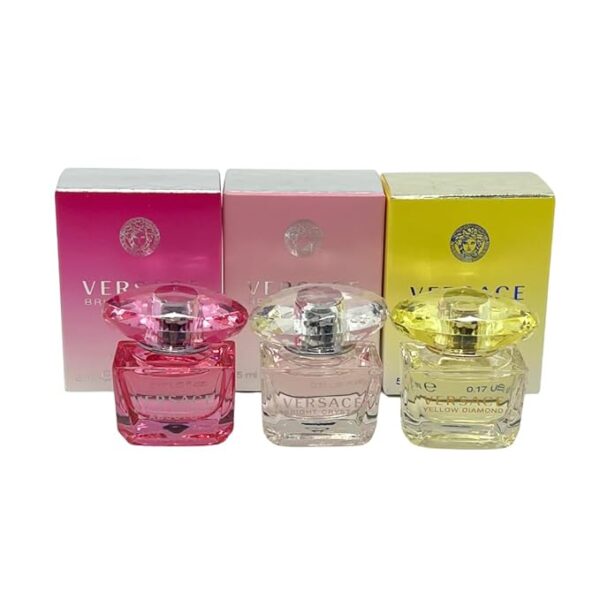 Versace 3-piece Miniatures Fragrance Collection - Bright Crystal Absolu, Bright Crystal, Yellow Diamond - Gift set for Women 0.17 fl oz each