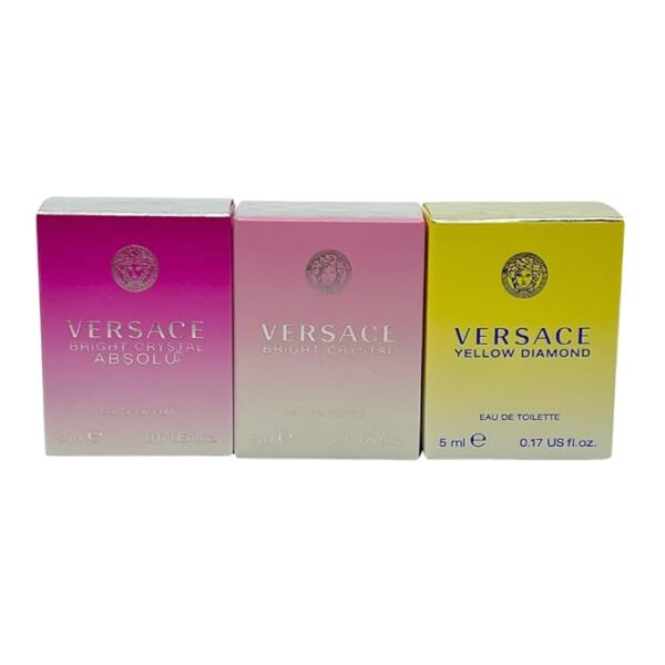 Versace 3-piece Miniatures Fragrance Collection - Bright Crystal Absolu, Bright Crystal, Yellow Diamond - Gift set for Women 0.17 fl oz each - Image 2