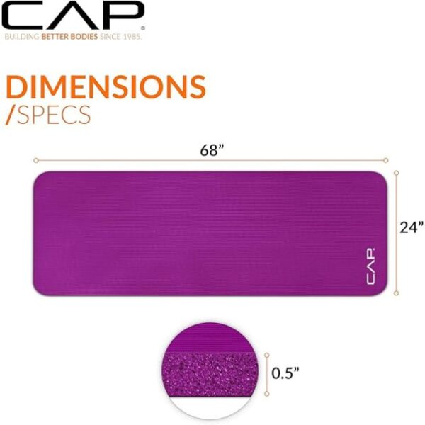 CAP Barbell 1/2-Inch High Density Exercise Yoga Mat with Strap | Multiple Options - Image 4