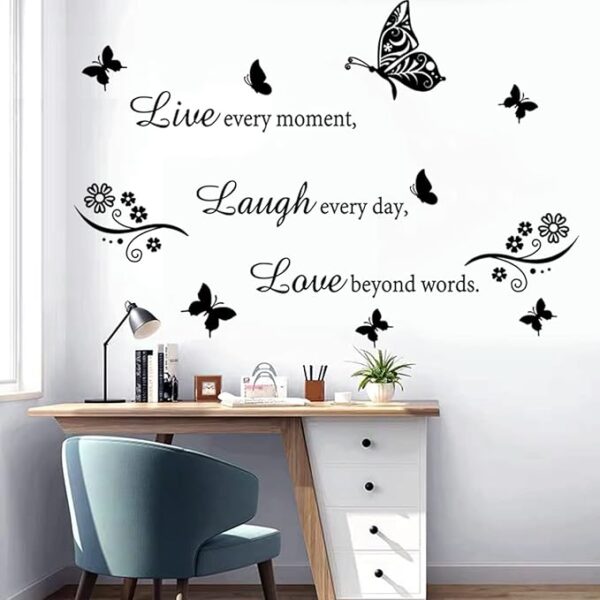 Wall Decal Quote Live Every Moment Laugh Every Day Love Beyond Words Wall Sticker Motivational Wall Decals Family Inspirational Wall Stickers for Bedroom Living Room Window Decor Home Decor. - Image 3