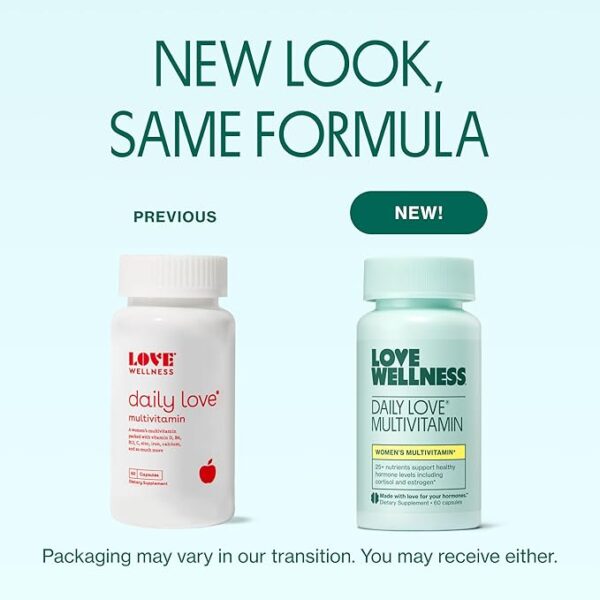 Love Wellness Daily Love Multivitamin for Women | Supports Energy, Cortisol, Immune Health, Stress Relief, & PMS | Complete with Vitamin D, C, Iron, Calcium, Zinc, & Biotin, Magnesium | 60 Count - Image 2