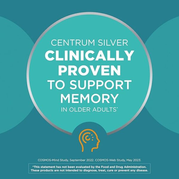 Centrum Silver Women's Multivitamin for Women 50 Plus, Multivitamin/Multimineral Supplement with Vitamin D3, B Vitamins, Non-GMO Ingredients, Supports Memory and Cognition in Older Adults - 200 Ct - Image 3
