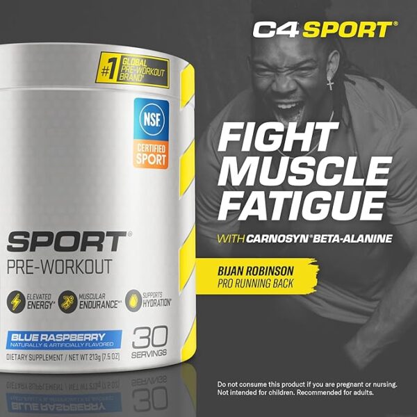 Cellucor C4 Sport Pre Workout Powder Blue Raspberry - Pre Workout Energy with Creatine + 135mg Caffeine and Beta-Alanine Performance Blend - NSF Certified for Sport 30 Servings - Image 3