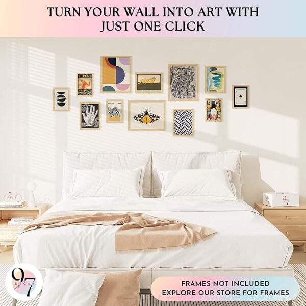 97 Decor Vintage Eclectic Wall Art Collage - Abstract Modern Art Prints For Wall Decor, Cool Funky Pictures Maximalist Paintings Retro Bauhaus Posters Set For Dorm Bedroom Home Decorations (Unframed) - Image 3