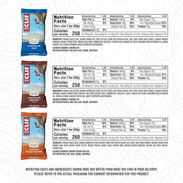 CLIF BAR - Variety Pack - 6 Flavors - Made with Organic Oats - Energy Bars - Non-GMO - Plant Based Protein Bars (16 Pack) - Image 5