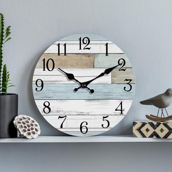 Wall Clock Battery Operated Silent Non Ticking Coastal Design Country Rustic Retro Decorative for Bathroom Kitchen Living Room Bedroom - Image 5