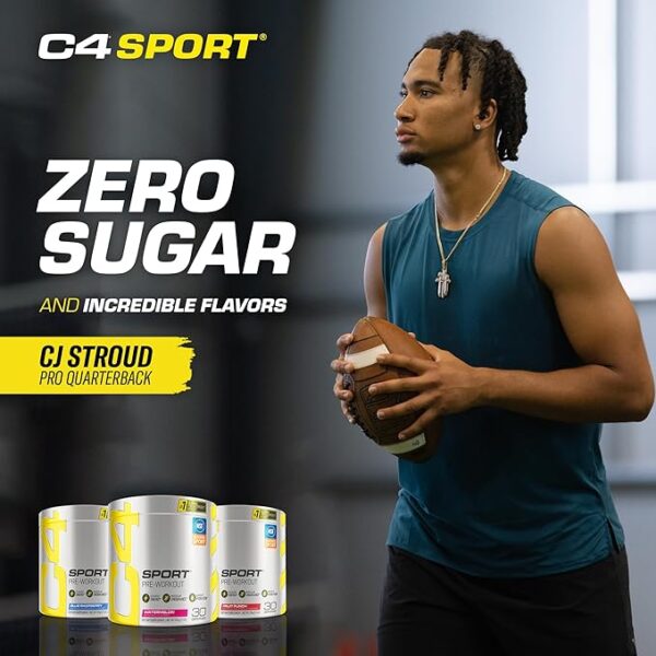 Cellucor C4 Sport Pre Workout Powder Blue Raspberry - Pre Workout Energy with Creatine + 135mg Caffeine and Beta-Alanine Performance Blend - NSF Certified for Sport 30 Servings - Image 4