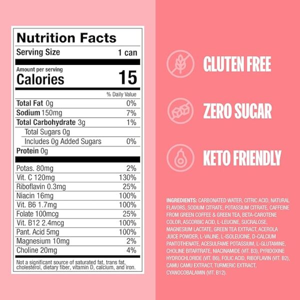 ZOA Zero Sugar Energy Drinks, White Peach - Sugar Free with Electrolytes, Healthy Vitamin C, Amino Acids, Essential B-Vitamins, and Caffeine from Green Tea - 16 Fl Oz (12-Pack) - Image 4