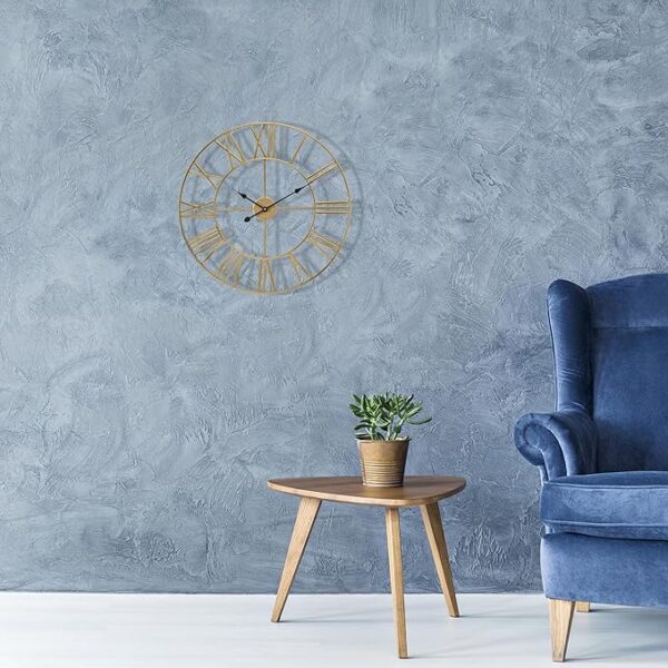 Sorbus Large Wall Clock for Living Room Decor - Big Wall Clock Decorative - Battery Operated - Roman Numeral Analog Large Clock for Bedroom, Room, Home, Kitchen, Office, Wall Decor (Gold) - Image 5