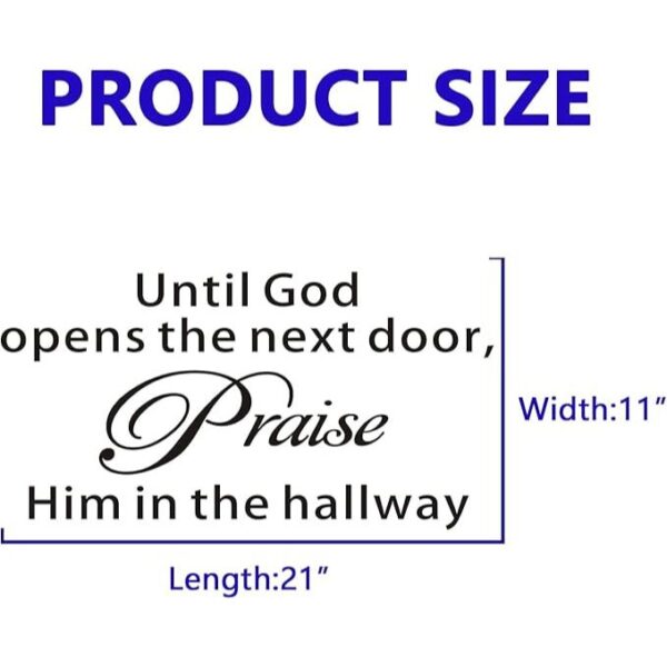 Bible Verse Wall Stickers for Bedroom: Christian Quotes Inspirational Vinyl Art Wall Decals for Living Room Kitchen - Until God Opens The Next Door 21" X 11" - Image 3