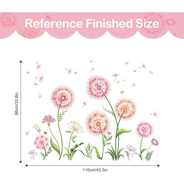 Tanlaby Colorful Dandelion Wall Stickers Flying Floral Wall Decals Nature Plant Peel and Stick Art Decor for Bedroom Living Room Office TV Sofa Backdrop - Image 3