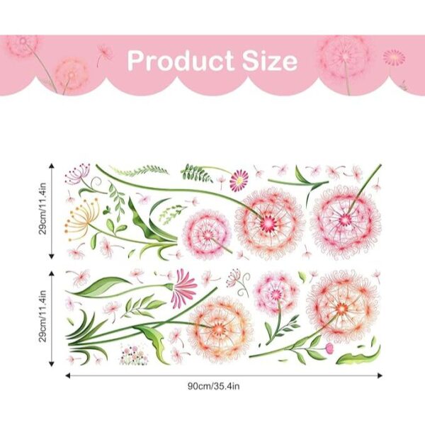 Tanlaby Colorful Dandelion Wall Stickers Flying Floral Wall Decals Nature Plant Peel and Stick Art Decor for Bedroom Living Room Office TV Sofa Backdrop - Image 6