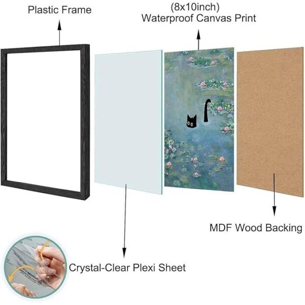 Hamduker Cat Wall Art Monet Prints Vintage Canvas Wall Art Funny Cat in Water Lilies Posters for Room Bedroom Living Room Bathroom Wall Decor Aesthetic (Size: 8''x10''x1pcs) - Image 2