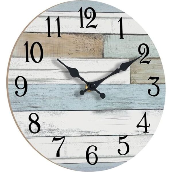 Wall Clock Battery Operated Silent Non Ticking Coastal Design Country Rustic Retro Decorative for Bathroom Kitchen Living Room Bedroom - Image 3