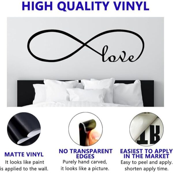 Love Quotes Wall Stickers for Bedroom: Inspirational Positive Vinyl Art Wall Decals for Home Living Room Bathroom - Love Infinity 25" X 7" - Image 2