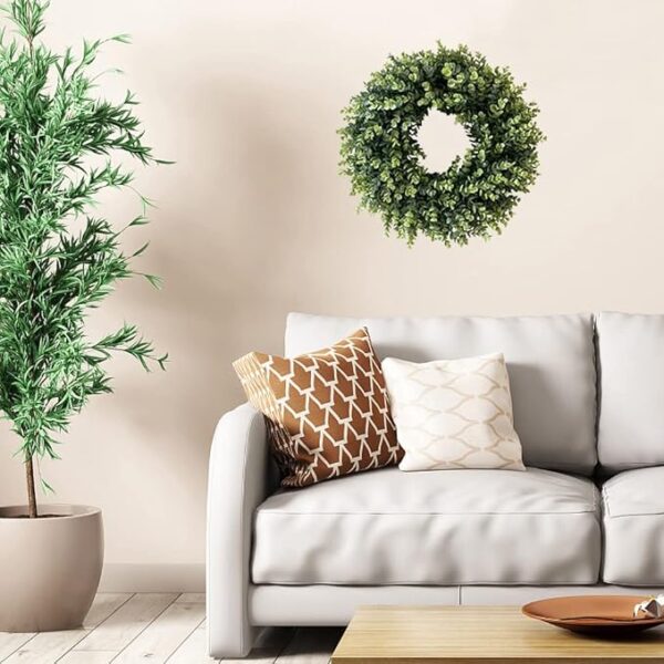 20” Wreaths for Front Door,Spring and Summer Eucalyptus Wreath,Outdoor Green Door Wreath for All Seasons Porch Living Room Bedroom Window Wall Indoor Outdoor Farmhouse Home Decoration - Image 3