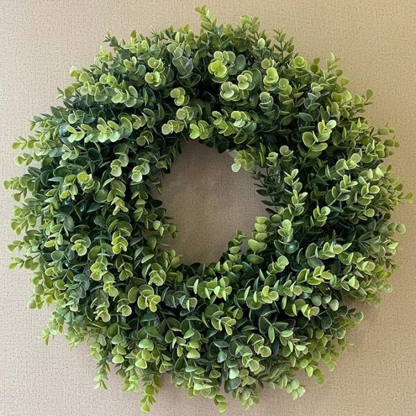 20” Wreaths for Front Door,Spring and Summer Eucalyptus Wreath,Outdoor Green Door Wreath for All Seasons Porch Living Room Bedroom Window Wall Indoor Outdoor Farmhouse Home Decoration - Image 5