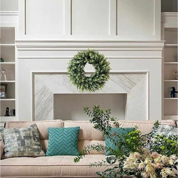 20” Wreaths for Front Door,Spring and Summer Eucalyptus Wreath,Outdoor Green Door Wreath for All Seasons Porch Living Room Bedroom Window Wall Indoor Outdoor Farmhouse Home Decoration - Image 2