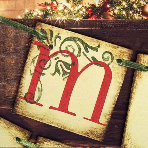 Christmas Decorations - Vintage Merry Christmas Banner - Retro Nostalgic Traditional Old Fashioned Victorian Xmas Holiday Decor for Indoor Home Office Fireplace Mantle Farmhouse - Image 2