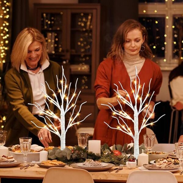 PEIDUO Christmas Decorations Indoor, 2 FT Birch Tree with LED Lights, Fairy Light Spirit Tree for Christmas Decor, Warm White Lighted Birch Trees for Home Decor Indoor, Battery Powered, Timer (2PK) - Image 5