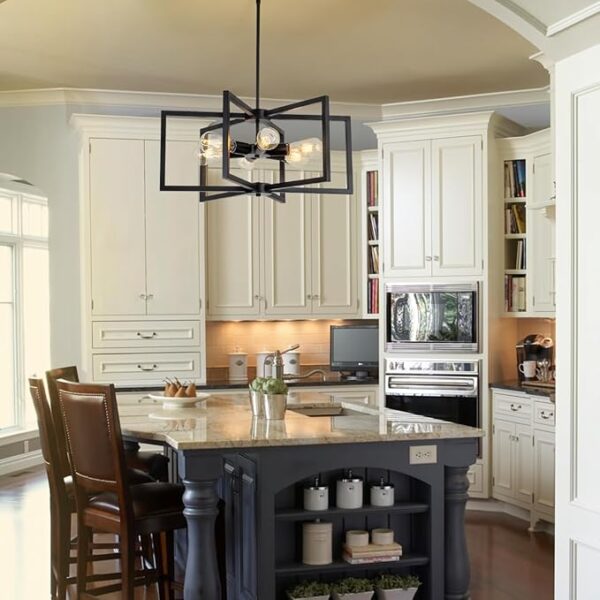 23.6” Black Chandelier for Dining Room 6 Light Kitchen Chandelier over Table Farmhouse Dining Room Light Fixtures Over Table,Hanging Pendant Light Fixture with Adjustable Height for Entryway,Foyer - Image 6