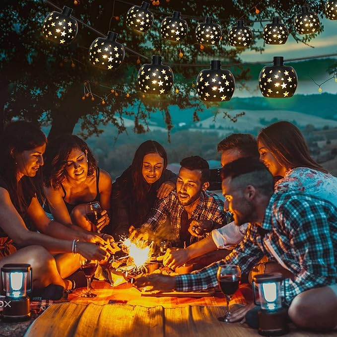 Lantern String Lights with 10 Clear G40 Bulbs and Star Plastic Lamp Shades, Indoor Outdoor String Lights for Patio Yard Christmas Decor - Image 5