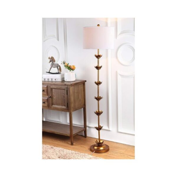 Safavieh FLL4003A Lighting Collection Landen Leaf 63.5" Antique Gold Floor Lamp, Metal - Image 3