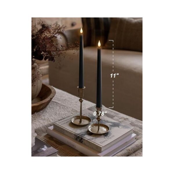 Homemory 12 Pcs Black Flameless Taper Candles Flickering, NO Remote, 11 Inches Taper Candles Battery Operated, Realistic Electric LED Candlesticks Made of Plastic for Halloween Party Home Decor - Image 2
